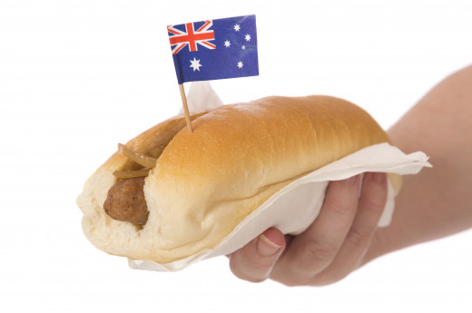 sausage sizzle with decorated with Australia flag