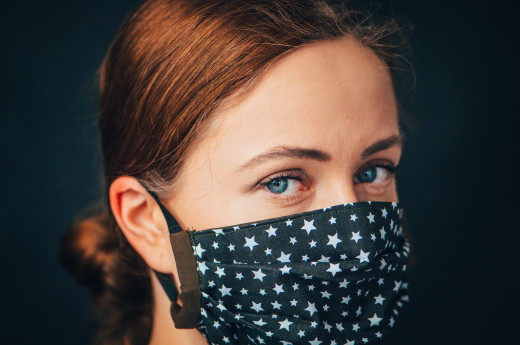 A lady wearing cloth mask