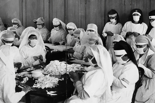 918-1919. An Epidemic Of `Spanish Flu` Spread Around The World